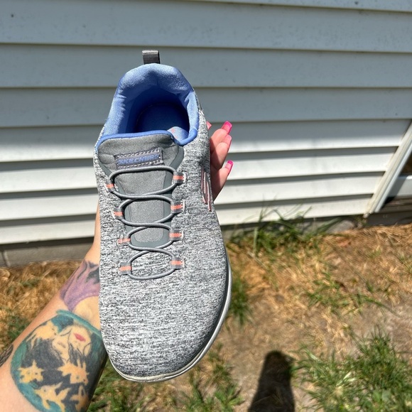 Skechers Women's Summits Quick Getaway Grey Memory Foam Sneakers Shoe Size 7 - Picture 7 of 13